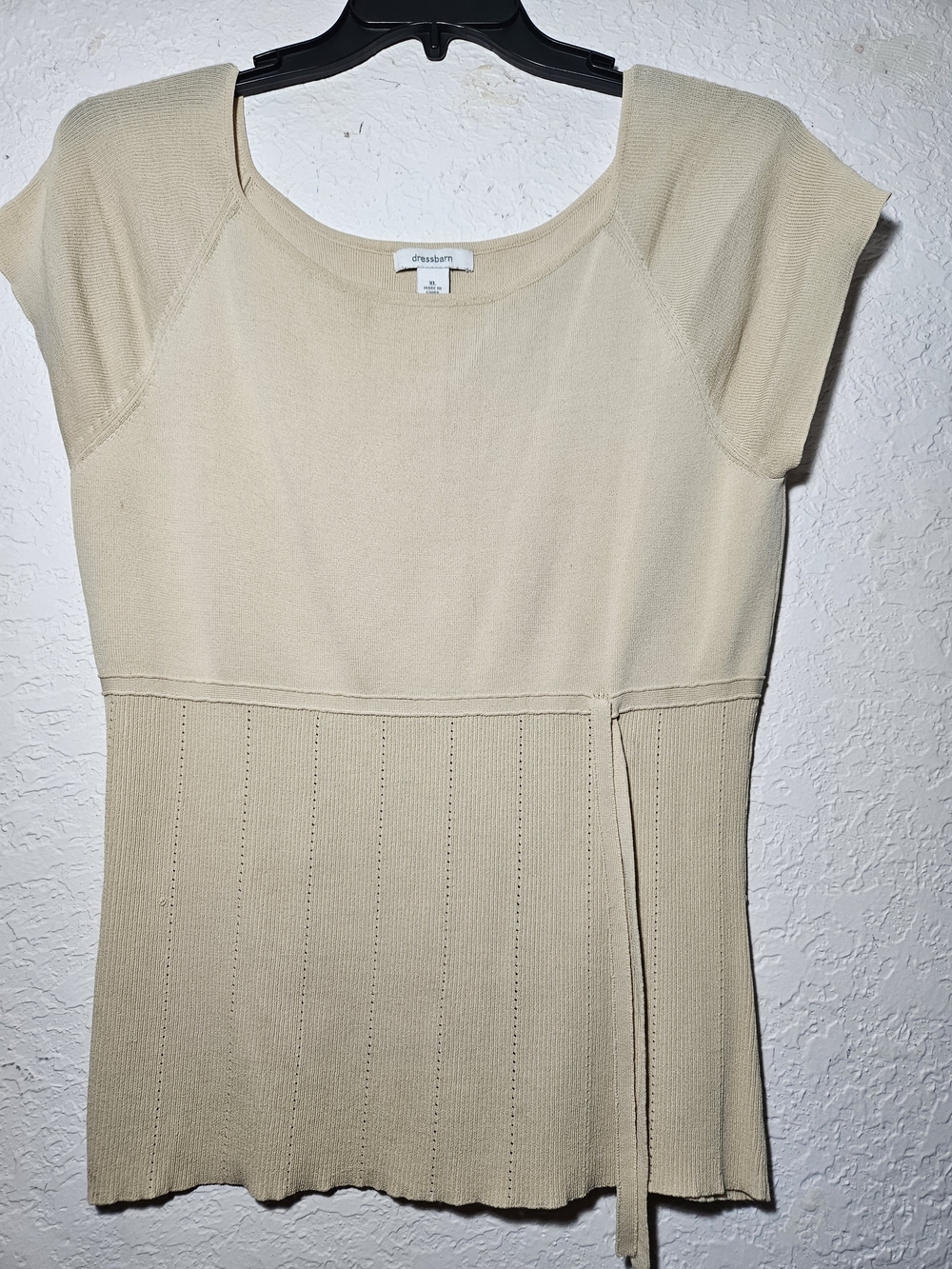 dressbarn Cream Knit Short Sleeve Women's Dress Sx XL